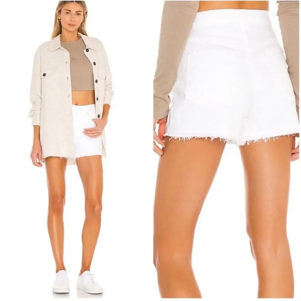 7 For All Mankind Monroe Revolve Cut Off Raw Hem Shorts Clean White- Size 25